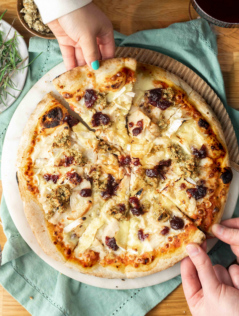 Chicken, Cranberry & Brie Pizza with Stuffing Recipe | Dough Tribe